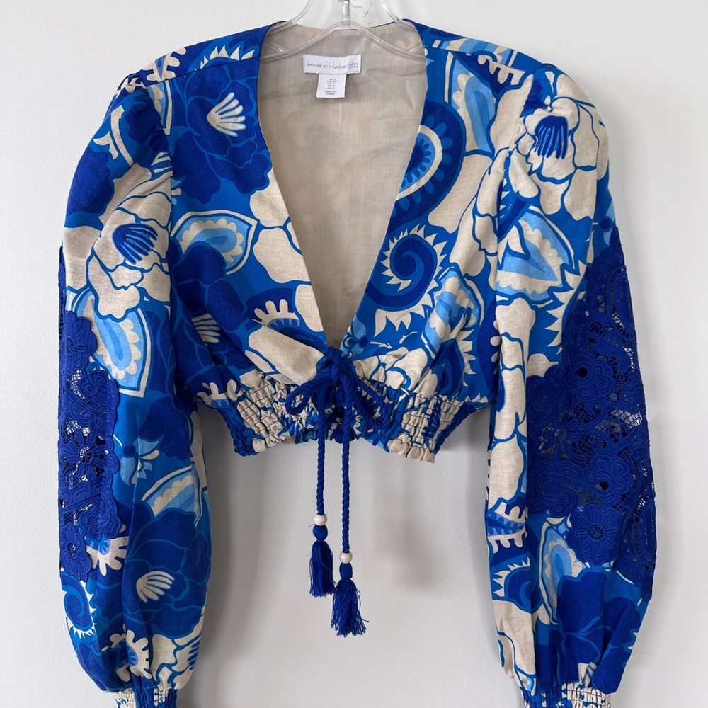 Sexy Blue Floral Women's Top